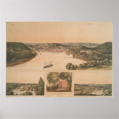 Vintage Pictorial Map of Norwich CT (1854) Poster | Zazzle