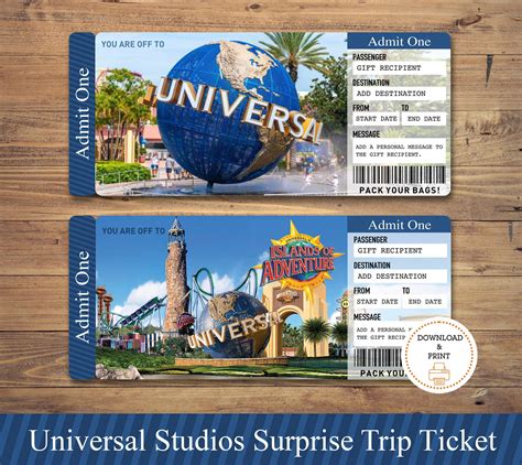 Surprise Universal Trip Ticket Universal Gift Ticket - Etsy