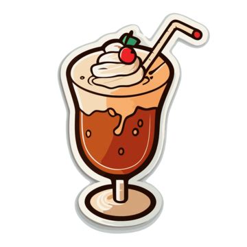 Sticker Coffee Milkshake Clipart Vector, Sticker Design With Cartoon Holiday Drink Isolated ...