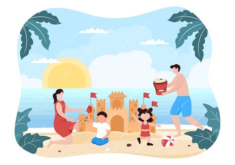 Premium Vector | Family time of joyful parents and children spending ...