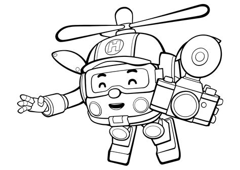 Helly with a camera Coloring Page - Robocar Poli