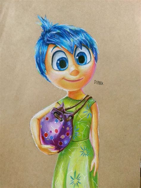 Inside out Fan art - Joy with color pencil by KR-Dipark Cartoon Drawings Disney, Cartoon ...