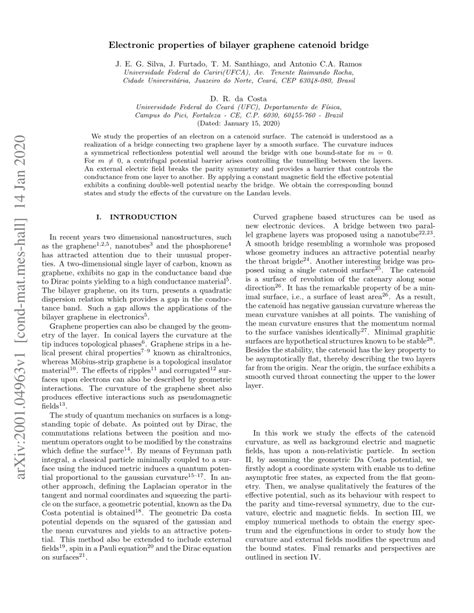 (PDF) Electronic properties of bilayer graphene catenoid bridge