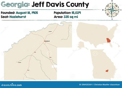 Map of Jeff Davis County in Georgia Stock Vector - Illustration of ...