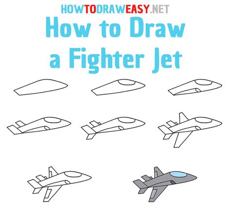 How to Draw a Fighter Jet Step by Step | Elementary drawing, Drawings, Drawing for kids