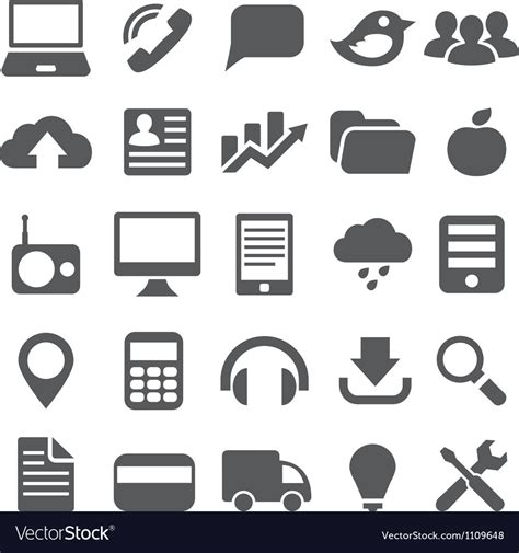 Set gray simple icons for web design Royalty Free Vector