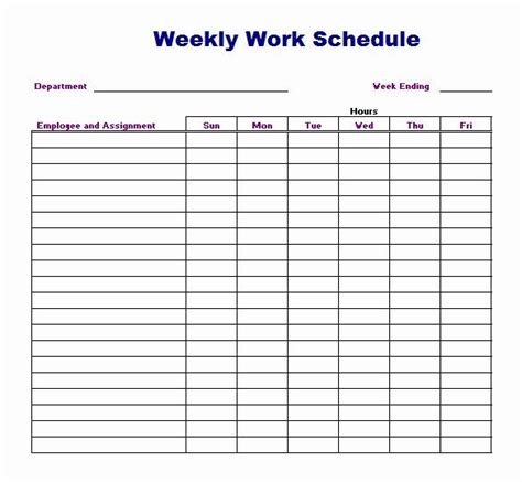 Employee Weekly Work Schedule Template Lovely Weekly Work Schedule Template 8 Free Word Excel ...