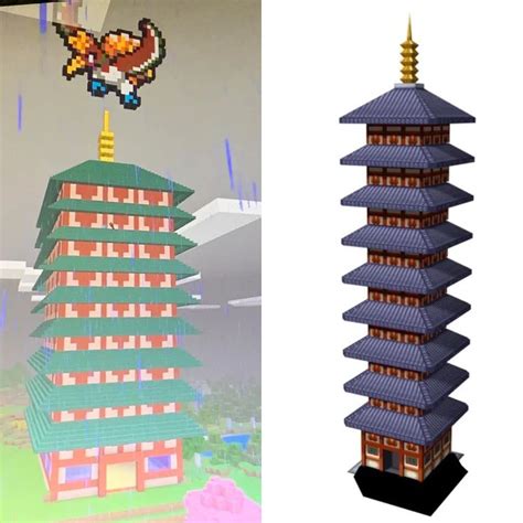 (Survival) my brother and I made a replica Bell Tower from the Johto ...