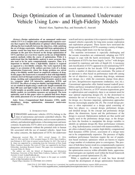 (PDF) Design Optimization of an Unmanned Underwater Vehicle Using Low- A nd High-Fidelity Models