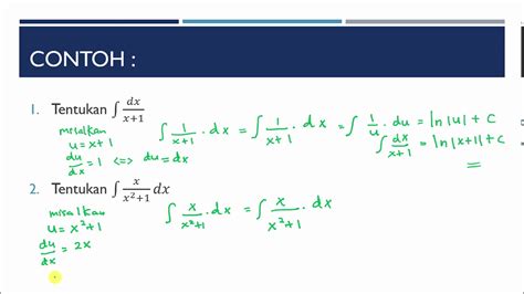 Integral Fungsi Logaritma Natural # Contoh 1 dan 2 - YouTube