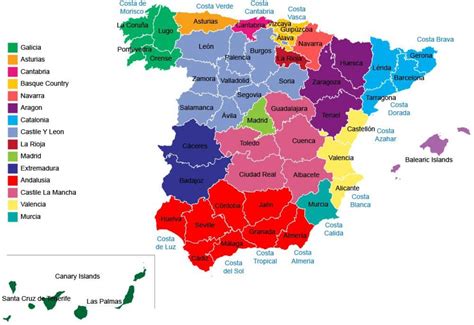 Spain provinces map - Spain map regions provinces (Southern Europe ...