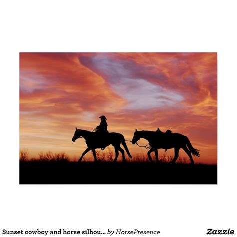 Sunset cowboy and horse silhouette poster | Zazzle | Horse silhouette, Cowboy horse, Art