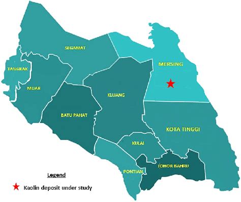 Map of Johor State showing the location of kaolin deposit under study ...