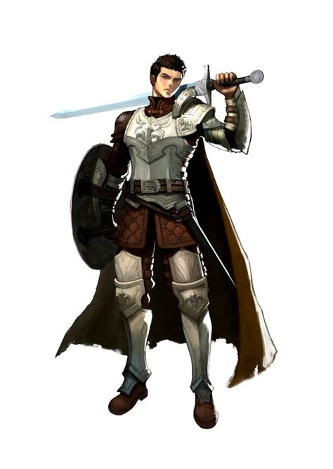 Male Human Sword and Shield with Armor Fighter - Pathfinder PFRPG DND D ...