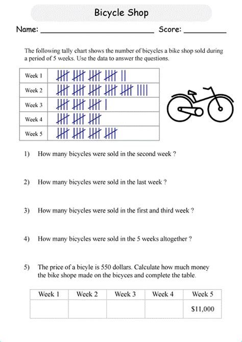 Tally Table Worksheet 3rd Grade