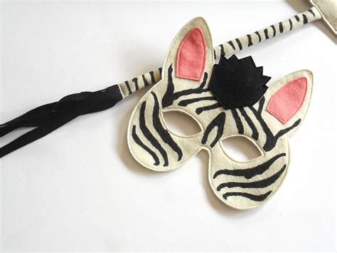 Children Zebra Carnival Costume Mask and Tail Set for Kids