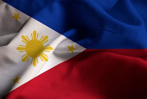 Closeup of ruffled philippines flag, philippines flag blowing in wind ...