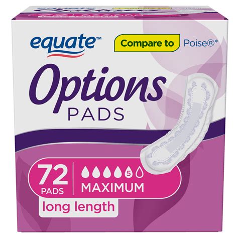 Buy Equate Options Women's Incontinence Pads, Maximum Absorbency, Long ...