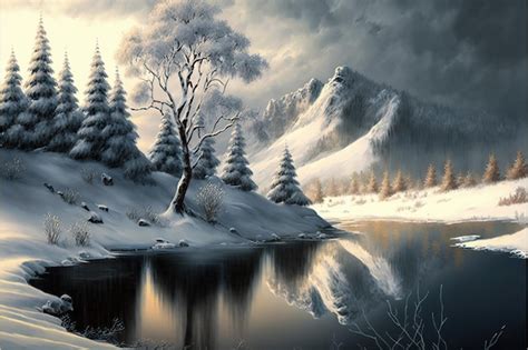 Premium AI Image | Landscape Winter Wallpaper