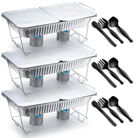 36 Disposable Chafing Dish Serving Sets W/Fuel- Wire Racks, Water Pans, Half Size Food Pans w ...