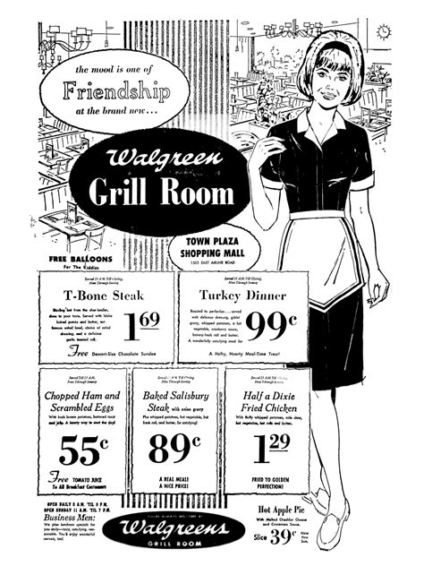 Walgreens Grill Room - April 1969 | Vintage restaurant, Vintage menu ...