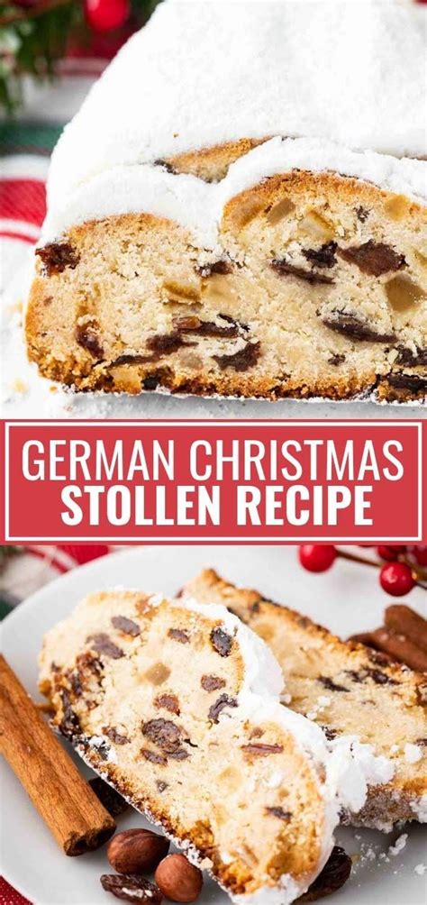 German Stollen is loaded with rum raisins, candied fruit, and nuts. This traditional German ...