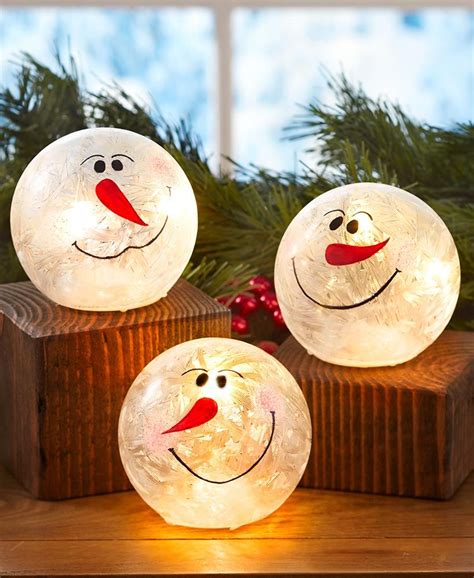 Set of 3 Lighted Glass Snowballs | Christmas animals, Christmas, Holiday lanterns