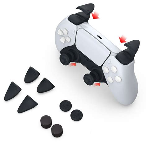 Thumb Grips Trigger Extender for PS5, TSV Comfortable Controller Extender L1R1 L2R2 Trigger and ...