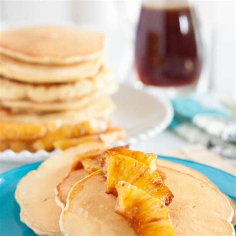 Caramelized Pineapple Pancakes with Butter Rum Syrup - Goodie Godmother