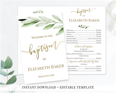 EDITABLE LDS Baptism Program Template Printable Baptism Canada | ubicaciondepersonas.cdmx.gob.mx