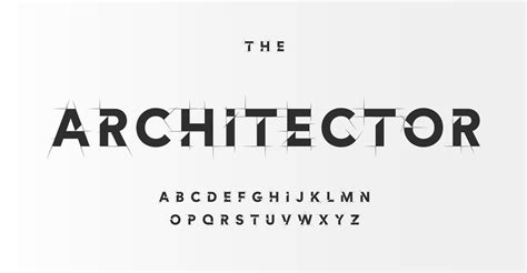 Architectural project font, technical draw style alphabet. Geometrical ...