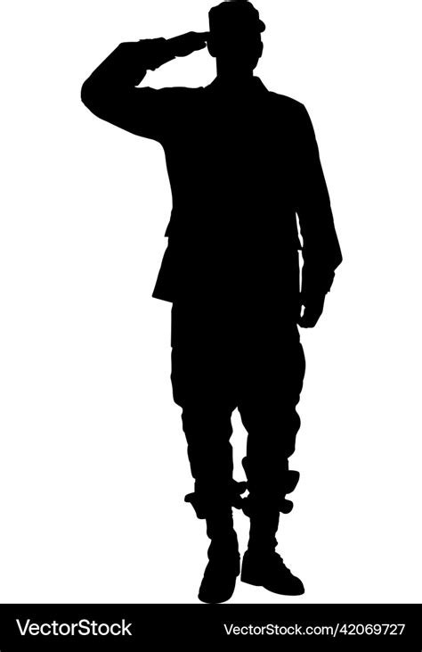 Soldier salute silhouette Royalty Free Vector Image