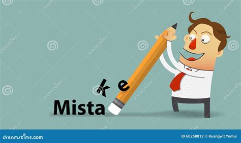 Businessman Removing Mistake With His Eraser In Flat Design. Cartoon Character. Stock Vector ...