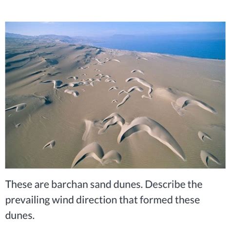 Solved These are barchan sand dunes. Describe the prevailing | Chegg.com