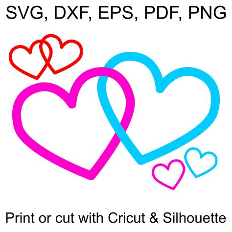 Interlocking Hearts SVG file, with 2 Joined Hearts to symbolize Love ...