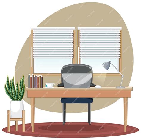 Premium Vector | Office desk workplace design