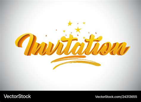 Invitation golden yellow word text Royalty Free Vector Image