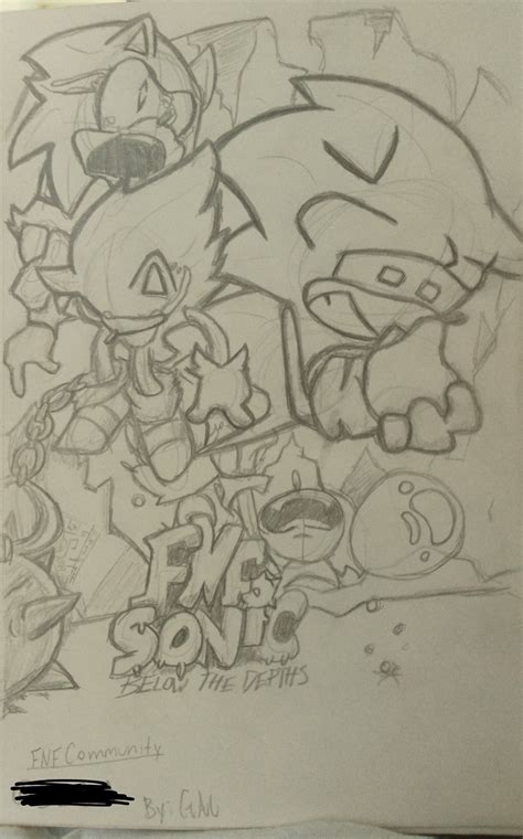 FNF Sonic Below The Depths in 2022 | Female sketch, Humanoid sketch ...