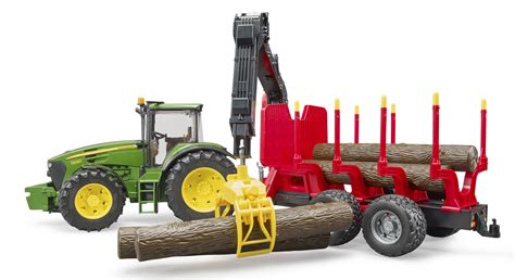 Bruder John Deere 7930 Tractor & Tree Forestry Trailer Kids Toy Model ...