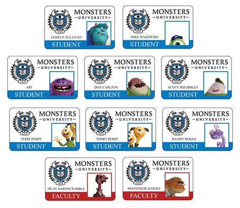 | Monsters-university-all-new-student-faculty-id-cards