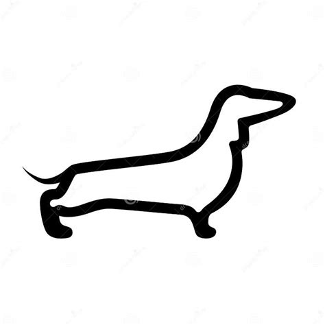 Black Outline Silhouette of Dachshund. Stock Vector - Illustration of style, logo: 125755939