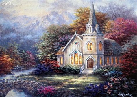 Serenity Church by Nicky Boehme - Offset Lithograph | Thomas kinkade ...