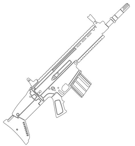 FN SCAR Assault Rifle Färbung Seite - Kostenlose druckbare Malvorlagen für Kinder