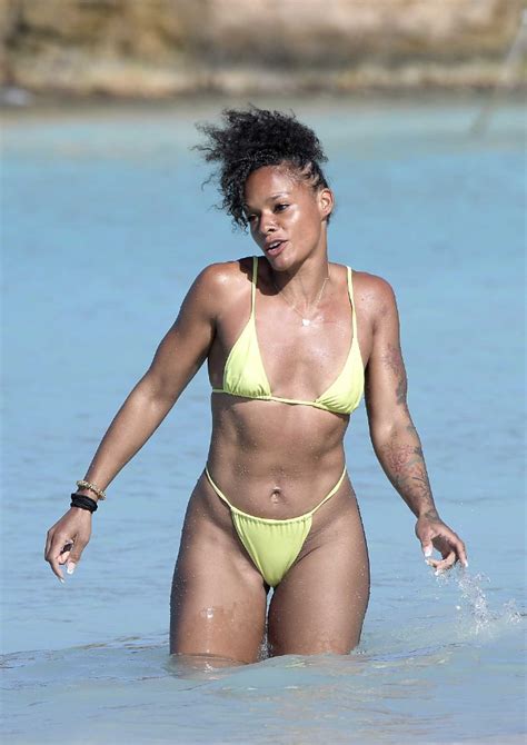 Melissa Alcantara in a Neon Green Bikini on the Beach in St Barths ...