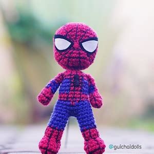 Spider Man Crochet Pattern doll Head Pencil Keychain Photo - Etsy Canada