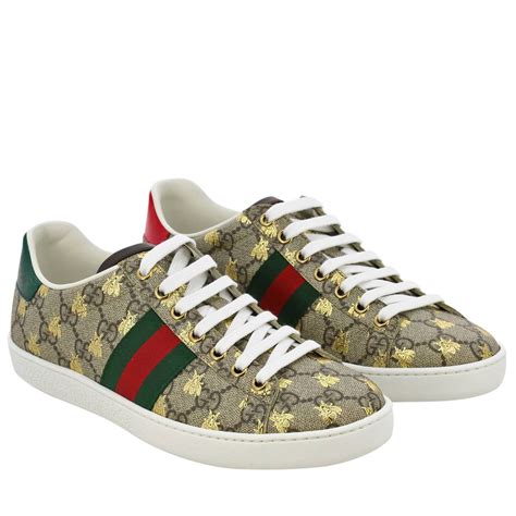 GUCCI: New Ace sneakers in GG Supreme leather with web bands and all over Bee print | Sneakers ...