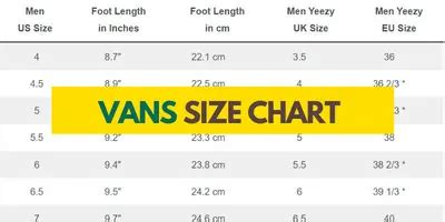 Vans Size Charts 101 (Men, Women, Kids, Toddlers, Infants)