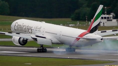 Emirates Boeing 777-300ER Firm Landing at Hamburg Airport! - YouTube