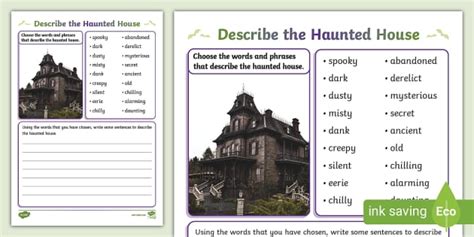 Describe the Haunted House Writing Activity, Halloween Writing