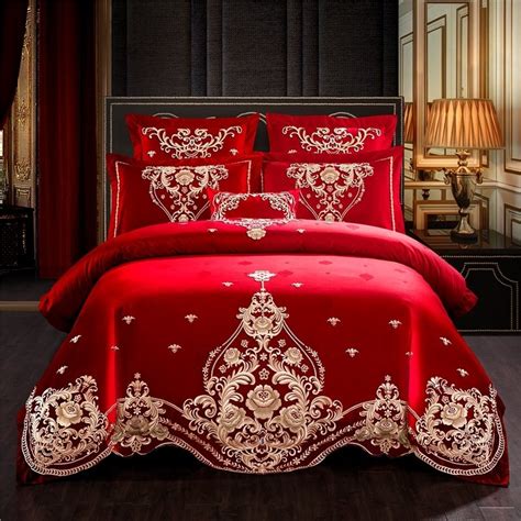 Red and Gold Tribal Print Royal Style Noble Excellence Embroidered Full ...